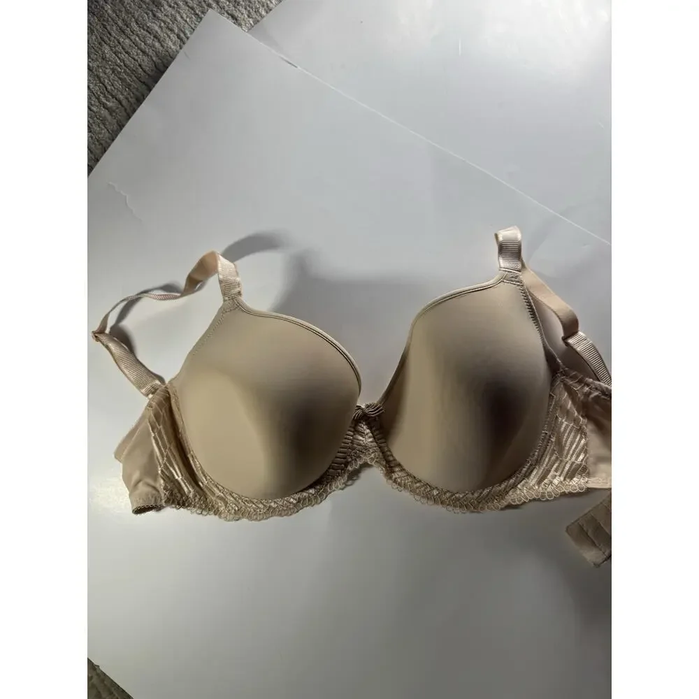 Wacoal Bra 853117 Size 38 DD Beige‎ Full Coverage Underwire Lace Trim Bow 38DDD